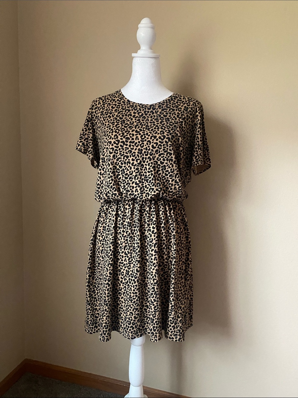 Old Navy Cotton Leopard Print T-shirt Dress Large